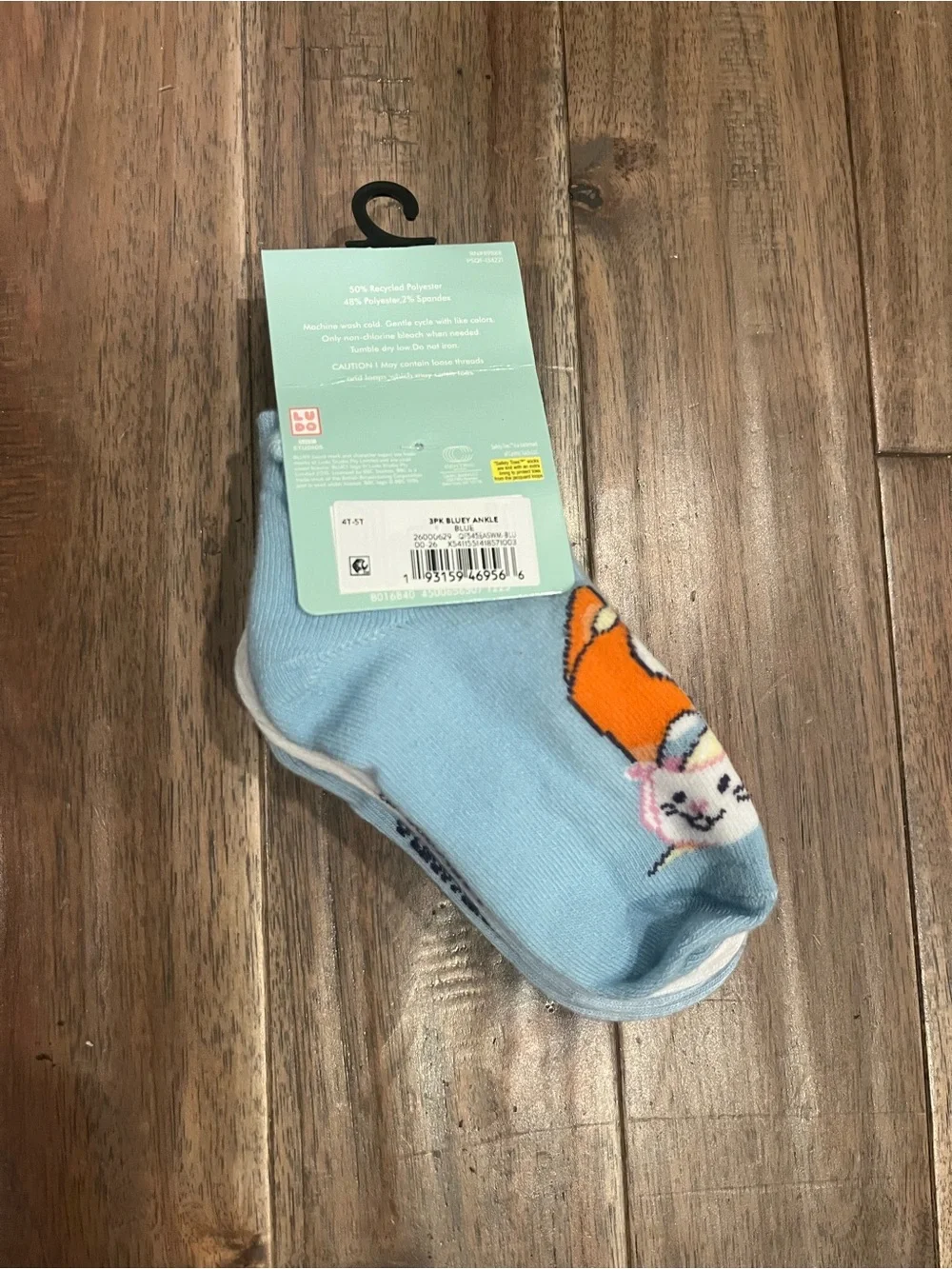 Bluey Bingo Easter Toddler Ankle Socks 3-Pack Size 4T-5T NWT Bunny Easter Egg